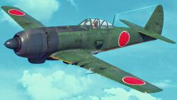 Rule 34 | aircraft, blue sky, canopy (aircraft), fighter plane, highres, imperial japanese army, ki-87, original, pilot, propeller, roundel, sky, user cxwr5372, world war ii