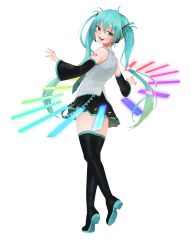 Rule 34 | 1girl, absurdres, ahoge, aqua eyes, aqua hair, aqua nails, aqua necktie, bad id, bad pixiv id, bare shoulders, black skirt, black sleeves, black thighhighs, bossan 3310, commentary, detached sleeves, from behind, full body, grey shirt, hair ornament, hatsune miku, headphones, highres, instrument, keyboard (instrument), long hair, looking back, melt (vocaloid), miniskirt, nail polish, necktie, open mouth, pleated skirt, rainbow, shirt, shoulder tattoo, skirt, sleeveless, sleeveless shirt, smile, solo, standing, tattoo, thighhighs, transparent background, twintails, very long hair, vocaloid, zettai ryouiki