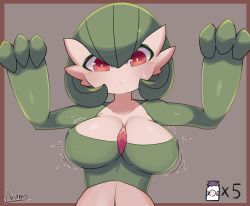 Rule 34 | 1girl, absurdres, arms up, artist name, bad id, bad pixiv id, blush, bob cut, border, bottle, breast expansion, breasts, brown background, brown border, closed mouth, collarbone, colored skin, covered erect nipples, creatures (company), female focus, game freak, gardevoir, gen 3 pokemon, green hair, green skin, hair between eyes, highres, large breasts, looking down, milk bottle, moomoo milk, motion lines, multicolored skin, nintendo, outside border, pokemon, pokemon (creature), red eyes, ryuusui arumo, shiny skin, short hair, signature, simple background, solo, sweat, two-tone skin, upper body, white skin