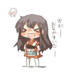 Rule 34 | &gt; &lt;, 10s, 1girl, akagi (kancolle), bad id, bad twitter id, blush, chibi, closed eyes, kantai collection, long hair, lowres, open mouth, rebecca (keinelove), short hair, solo, translated