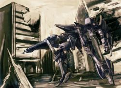 Rule 34 | armored core, armored core 4, assault rifle, city, from software, gun, laser blade, mecha, rifle, robot, weapon