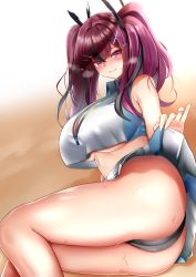 Rule 34 | 1girl, absurdres, ass, azur lane, bare legs, bare shoulders, black hair, black panties, blurry, blush, breasts, bremerton (azur lane), bremerton (scorching-hot training) (azur lane), brown background, cleavage, clothes lift, collared shirt, commentary request, cowboy shot, crop top, crop top overhang, depth of field, green shirt, green skirt, hair between eyes, hair ornament, hairclip, heavy breathing, highres, large breasts, lifting own clothes, long hair, looking at viewer, lying, masaki nanaya, midriff, mole, mole under eye, multicolored hair, on side, panties, pink eyes, pink hair, shade, shadow, shirt, sidelocks, skirt, skirt lift, sleeveless, sleeveless shirt, smile, solo, sportswear, streaked hair, sweat, tennis uniform, twintails, two-tone hair, two-tone skirt, underboob, underwear, white background, white shirt, white skirt