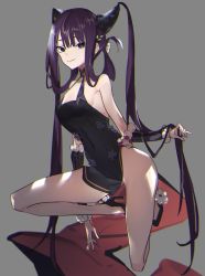 Rule 34 | 1girl, aonogura, bare shoulders, black hair, blue eyes, blunt bangs, breasts, china dress, chinese clothes, dress, fate/grand order, fate (series), high heels, highres, long hair, looking at viewer, medium breasts, purple hair, sideboob, skirt hold, smile, solo, twintails, very long hair, yang guifei (fate), yang guifei (second ascension) (fate)