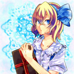 Rule 34 | 1girl, alice margatroid, alice margatroid (pc-98), bad id, bad pixiv id, blonde hair, blue eyes, book, bow, clily, dress shirt, female focus, hair bow, hairband, mystic square, shirt, short hair, short sleeves, solo, suspenders, touhou, touhou (pc-98), usako (pixiv), white shirt