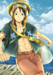 Rule 34 | 1boy, bag, hat, highres, male focus, monkey d. luffy, one piece, one piece: strong world, shorts, solo