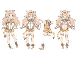 Rule 34 | 1girl, animal ears, blade (galaxist), blue eyes, blush, concept art, fang, farfalia, full body, hairband, lion ears, lion girl, lion tail, long hair, multiple views, official art, open mouth, pink hair, pop-up story, simple background, skin fang, smile, tail, white background