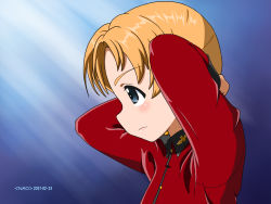Rule 34 | 1girl, arms behind head, arms up, artist name, blue eyes, braid, closed mouth, commentary, dated, from side, frown, girls und panzer, hands in hair, insignia, jacket, long sleeves, looking to the side, military, military uniform, naotosi, orange hair, orange pekoe (girls und panzer), portrait, red jacket, short hair, solo, st. gloriana&#039;s military uniform, uniform