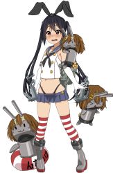 Rule 34 | &gt; &lt;, 1girl, :3, anchor, black hair, black panties, blush, boots, brown eyes, closed eyes, cosplay, crossover, elbow gloves, full body, gloves, grey footwear, hair ornament, hairband, highleg, highleg panties, highres, hirasawa yui, k-on!, kantai collection, lifebuoy, long hair, looking at viewer, nakano azusa, navel, panties, rensouhou-chan, round teeth, shimakaze (kancolle), shimakaze (kancolle) (cosplay), skirt, solo, striped clothes, striped thighhighs, swim ring, tears, teeth, thighhighs, thong, transparent background, twintails, underwear, watanore, white gloves, zettai ryouiki