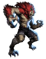 Rule 34 | 1boy, artist request, bandages, belt, chaos online, full body, furry, furry male, highres, love cacao, male focus, muscular, official art, open mouth, rikian, sharp teeth, solo, standing, teeth, topless male, transparent background, werewolf