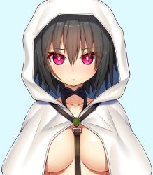 Rule 34 | 1girl, asamura hiori, black hair, breasts, collarbone, fate/grand order, fate (series), highres, hood, large breasts, looking at viewer, ortlinde (fate), red eyes, short hair, solo, valkyrie (fate)