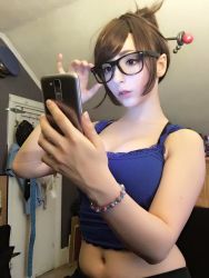 Rule 34 | 1girl, breasts, cosplay, glasses, large breasts, mei (overwatch), overwatch, overwatch 1, photo (medium)