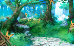 Rule 34 | creatures (company), crossover, forest, game freak, gen 1 pokemon, hirokiku, nature, nintendo, no humans, odd one out, pikachu, pokemon, pokemon (creature), sonic the hedgehog, sonic (series), tail, tree, water, waterfall, when you see it