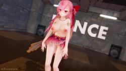 Rule 34 | 1girl, 3d, animated, audible music, bouncing breasts, breasts, dancing, girls&#039; frontline, hair ribbon, highres, large breasts, long hair, negev (girls&#039; frontline), nipples, pink hair, red eyes, ribbon, solo, sound, tagme, topless, video, willowywicca