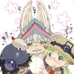 Rule 34 | 10s, artist request, brown hair, furry, glasses, green eyes, green hair, long hair, lowres, made in abyss, nanachi (made in abyss), regu (made in abyss), riko (made in abyss), short hair, white hair