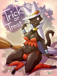 Rule 34 | 1girl, black eyes, breasts, cat, furry, furry female, halloween, halloween costume, highres, melonleaf, open mouth, solo, tongue
