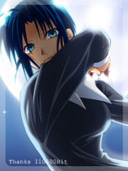 Rule 34 | 00s, blue eyes, blue hair, breasts, ciel (tsukihime), knife, large breasts, lowres, moon, nina (pastime), tsukihime