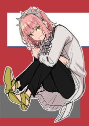 Rule 34 | 1girl, alternate costume, alternate hair length, alternate hairstyle, aono shimo, bad id, bad pixiv id, casual, fate/grand order, fate (series), grin, highres, looking at viewer, medb (fate), medb (fate), pink hair, sandals, short hair, smile, solo, yellow eyes