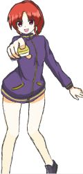 Rule 34 | 1girl, bare legs, female focus, jacket, long sleeves, naked jacket, saki (manga), simple background, solo, takakamo shizuno, track jacket, white background