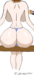 Rule 34 | 1girl, absurdres, ass, backboob, breasts, highres, huge ass, huge breasts, large breasts, nami (one piece), no bra, one piece, orange hair, sanji (one piece), solo, tagme