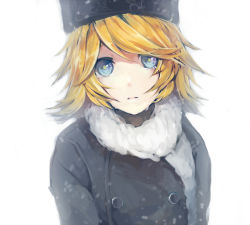 Rule 34 | 1girl, aqua eyes, bad id, bad pixiv id, blonde hair, coat, hat, kagamine rin, met-tha, psycho-puzzle, scarf, short hair, snow, solo, tears, vocaloid, winter clothes, winter coat