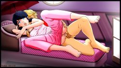 Rule 34 | 1boy, 1girl, adrien agreste, anal, bare arms, bare legs, barefoot, blonde hair, breasts, clothes pull, cum, facing viewer, hetero, highres, indoors, lying, marinette dupain-cheng, miraculous ladybug, on side, pants, pants pull, penis, pink pants, polka dot, pussy, pussy juice, rodyp, sex, sex from behind, small breasts, spooning, tank top, umbrella, uncensored