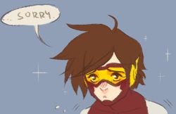 Rule 34 | 1boy, bart allen, brown hair, dc comics, english text, flash (series), goggles, impulse, lowres, male focus, solo, sorry, superhero costume, yellow eyes