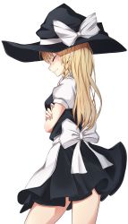 Rule 34 | 1girl, absurdres, apron, black hat, black skirt, black vest, blush, bow, braid, breasts, closed eyes, commentary request, cowboy shot, crossed arms, from side, hat, hat bow, highres, kirisame marisa, long hair, medium breasts, momendoufu, profile, puffy short sleeves, puffy sleeves, short sleeves, single braid, skirt, skirt set, smile, solo, standing, thighs, touhou, transparent background, vest, waist apron, white apron, white bow, witch hat
