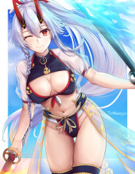 Rule 34 | 1girl, absurdres, bikini, blue background, blue fire, blush, border, braid, breasts, breasts apart, cleavage cutout, clothing cutout, commentary request, dual wielding, fate/grand order, fate (series), fire, flaming sword, flaming weapon, hair ribbon, highres, holding, holding sword, holding weapon, katana, long hair, medium breasts, mitsudomoe (shape), one eye closed, ponytail, purple bikini, red eyes, ribbon, see-through, see-through sleeves, short sleeves, side braid, signature, silver hair, slit pupils, smile, solo, swimsuit, sword, thighhighs, tomoe0812y, tomoe (symbol), tomoe gozen (fate), tomoe gozen (swimsuit saber) (fate), tomoe gozen (swimsuit saber) (third ascension) (fate), very long hair, waist cape, weapon, white border