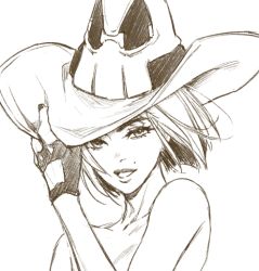 Rule 34 | 1girl, arc system works, bare shoulders, fingerless gloves, gloves, guilty gear, hat, i-no, mole, mole above mouth, smile, witch hat