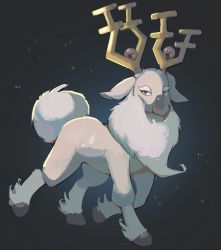 Rule 34 | commentary, creatures (company), english commentary, full body, game freak, grey background, grey eyes, grey fur, highres, looking at viewer, milka (milk4ppl), nintendo, no humans, pokemon, pokemon (creature), solo, standing, wyrdeer