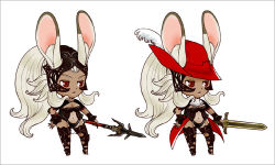 Rule 34 | 00s, 1girl, animal ears, chibi, dark-skinned female, dark skin, final fantasy, final fantasy xii, fran (ff12), md5 mismatch, minami ryou, rabbit ears, red mage (final fantasy), revealing clothes, sword, viera, weapon