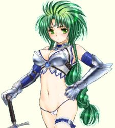 Rule 34 | 1girl, armor, bikini armor, green hair, jochuu-san, lowres, oekaki, original, solo, yagisaka seto