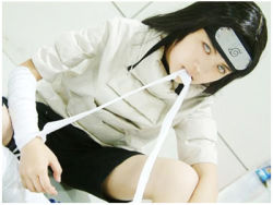 Rule 34 | bandages, cosplay, cosplay photo, hyuuga neji, long hair, lowres, naruto, naruto (series), photo (medium), solo