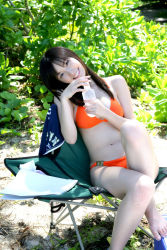 Rule 34 | 1girl, asian, bikini, bottle, highres, looking at viewer, nagasawa nao, nao mail, photo (medium), swimsuit, water bottle