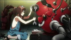 Rule 34 | 10s, 1girl, animated, animated gif, barefoot, brown hair, explosion, female focus, galilei donna, lowres, solo