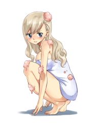 Rule 34 | 1girl, blonde hair, blue eyes, breasts, eden&#039;s zero, from side, highres, large breasts, long hair, mashima hiro, official art, rebecca bluegarden, simple background, towel, white background