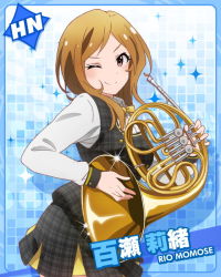Rule 34 | 10s, french horn, idolmaster, idolmaster million live!, instrument, long hair, momose rio, smile, wink