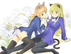 Rule 34 | 00s, 2girls, amelie planchard, animal ears, bad id, bad pixiv id, feet, glasses, multiple girls, panties, panties under pantyhose, pantyhose, perrine h. clostermann, puuakachan, rabbit girl, strike witches, tail, thighhighs, underwear, world witches series, yuri