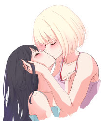 Rule 34 | 2girls, absurdres, blush, closed eyes, commentary request, cropped torso, hand in another&#039;s hair, hand on another&#039;s chest, highres, inoue takina, kiss, long hair, lycoris recoil, multiple girls, nishikigi chisato, short hair, tomu (tom 309k), yuri