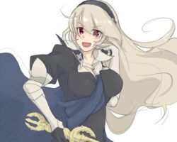Rule 34 | 1girl, akamimigame, black hairband, blue cape, cape, corrin (female) (fire emblem), corrin (fire emblem), fire emblem, fire emblem fates, grey hair, hairband, long hair, nintendo, open mouth, pointy ears, red eyes, yato (fire emblem)