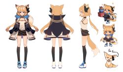 Rule 34 | 1girl, absurdres, animal ears, blonde hair, blue eyes, character sheet, chibi, commentary, cookie, english commentary, food, fox, highres, himechui, himechui (vtuber), indie virtual youtuber, long hair, looking at viewer, multiple views, tail, virtual youtuber, white background