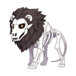 Rule 34 | animal focus, animal skeleton, chibi, chibi only, full body, lion, looking at viewer, no humans, ragnarok online, simple background, skelion, solo, transparent background, undead, yuichirou