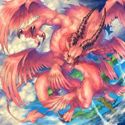 Rule 34 | absurdres, claws, digimon, dragon, highres, holydramon, horns, pink fur, wings