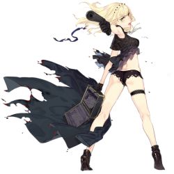 Rule 34 | 1girl, aiming, aiming at viewer, ass, black gloves, black panties, blonde hair, blouse, blush, bolt action, breasts, bridal garter, briefcase, from behind, full body, girls&#039; frontline, gloves, green eyes, gun, handgun, high heels, holding, holding gun, holding weapon, integral suppressor, integrally-suppressed firearm, jacket, official alternate costume, official art, open mouth, panties, shirt, short hair, solo, suppressor, thighs, torn clothes, torn jacket, torn shirt, transparent background, underwear, ushi (newrein), weapon, welrod, welrod mk ii, welrod mkii (girls&#039; frontline), welrod mkii (nightfall crisis) (girls&#039; frontline)