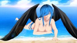 Rule 34 | absurdres, blue hair, breasts, fallen angel, high school dxd, highres, kalawarner, large breasts, long hair, thick thighs, thighs