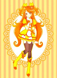 Rule 34 | 1girl, boots, kagami chihiro, long hair, magical girl, matching hair/eyes, orange eyes, orange hair, original, precure, solo, thighhighs, two side up
