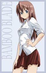 Rule 34 | 00s, 1girl, bamboo blade, kuwahara sayako, school uniform, serafuku, skirt, sleeves rolled up, solo, takano natsuki