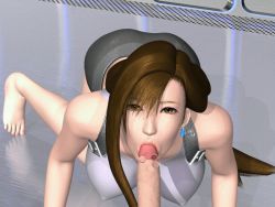 Rule 34 | 1990s (style), 1girl, 3d, animated, animated gif, bare shoulders, barefoot, breasts, brown eyes, brown hair, censored, feet, fellatio, fighting cuties, final fantasy, final fantasy vii, large breasts, long hair, looking at viewer, nail polish, oral, penis, pink nails, skirt, suspenders, tank top, tifa lockhart, toes