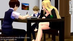 Rule 34 | 1girl, 3d, age difference, animated, blonde hair, breasts, censored, cleavage, clothes, collar, cum, cum on body, cum on breasts, cum on upper body, delinquent mother (film13), english text, female pervert, flim13, gyaru, highres, hoe, huge breasts, imagining, japanese text, mature female, mosaic censoring, mother and son, paizuri, pervert, sound, suggestive, teaching, teasing, tongue, translated, video