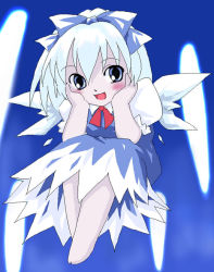Rule 34 | 1girl, bow, cirno, female focus, shaomin, smile, solo, embodiment of scarlet devil, touhou